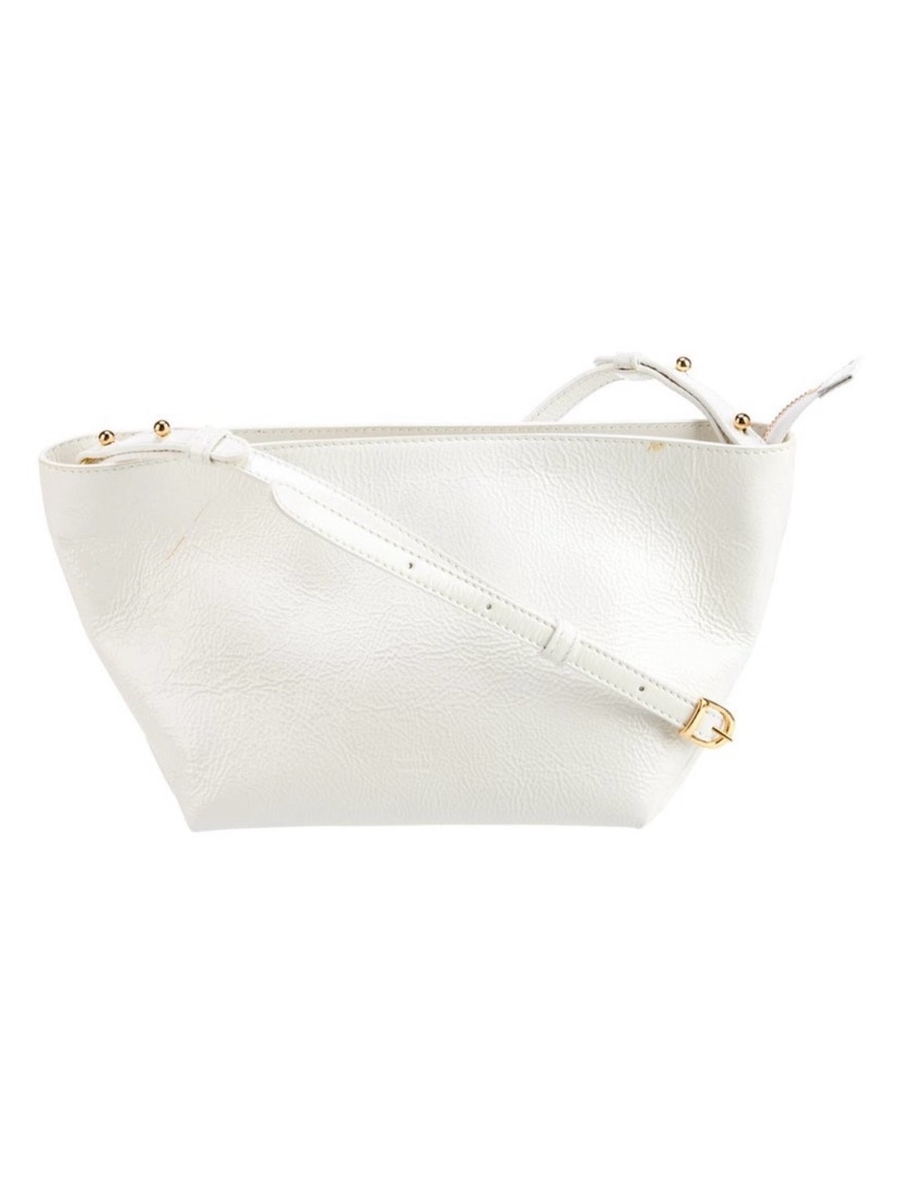 Khaite white patent Leather Crossbody Bag with Gold Hardware Made in Italy